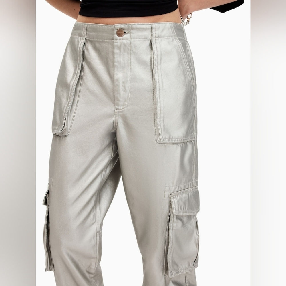 All Saints Women's Silver Cargo Pants